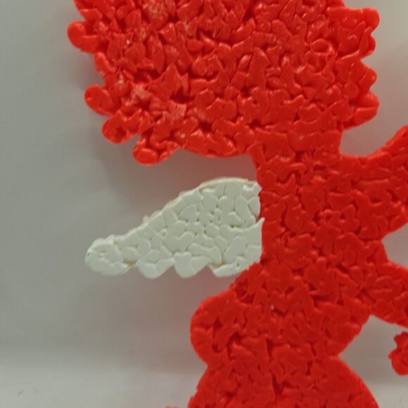 Vintage Melted Plastic Popcorn Cupid Decoration Valentine's Day 10" High - Picture 9 of 16